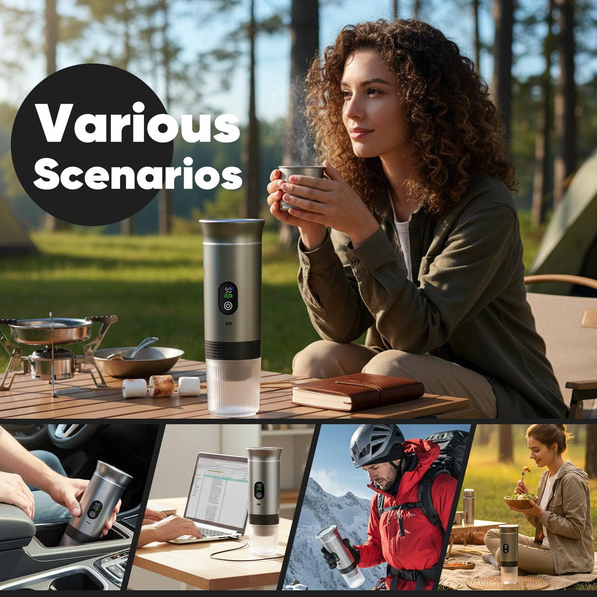Chufa drip-resistant parts and one-click operation simplify outdoor or office use.