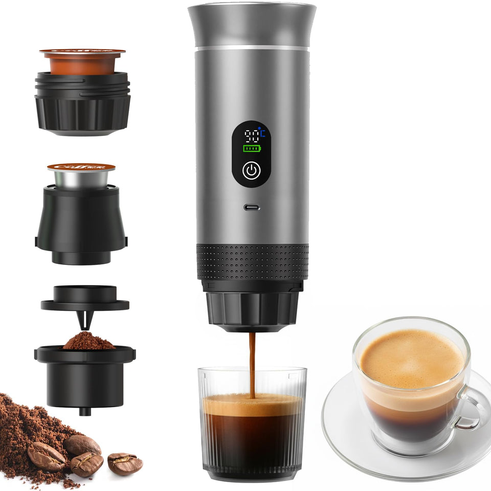Chufa portable espresso maker front view demonstrates travel-ready compact design.