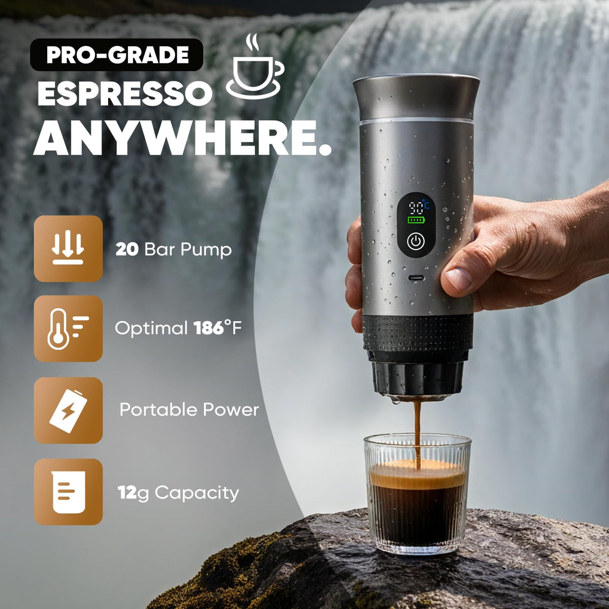 Chufa self-heating smart display shows real-time status for hassle-free travel brewing.