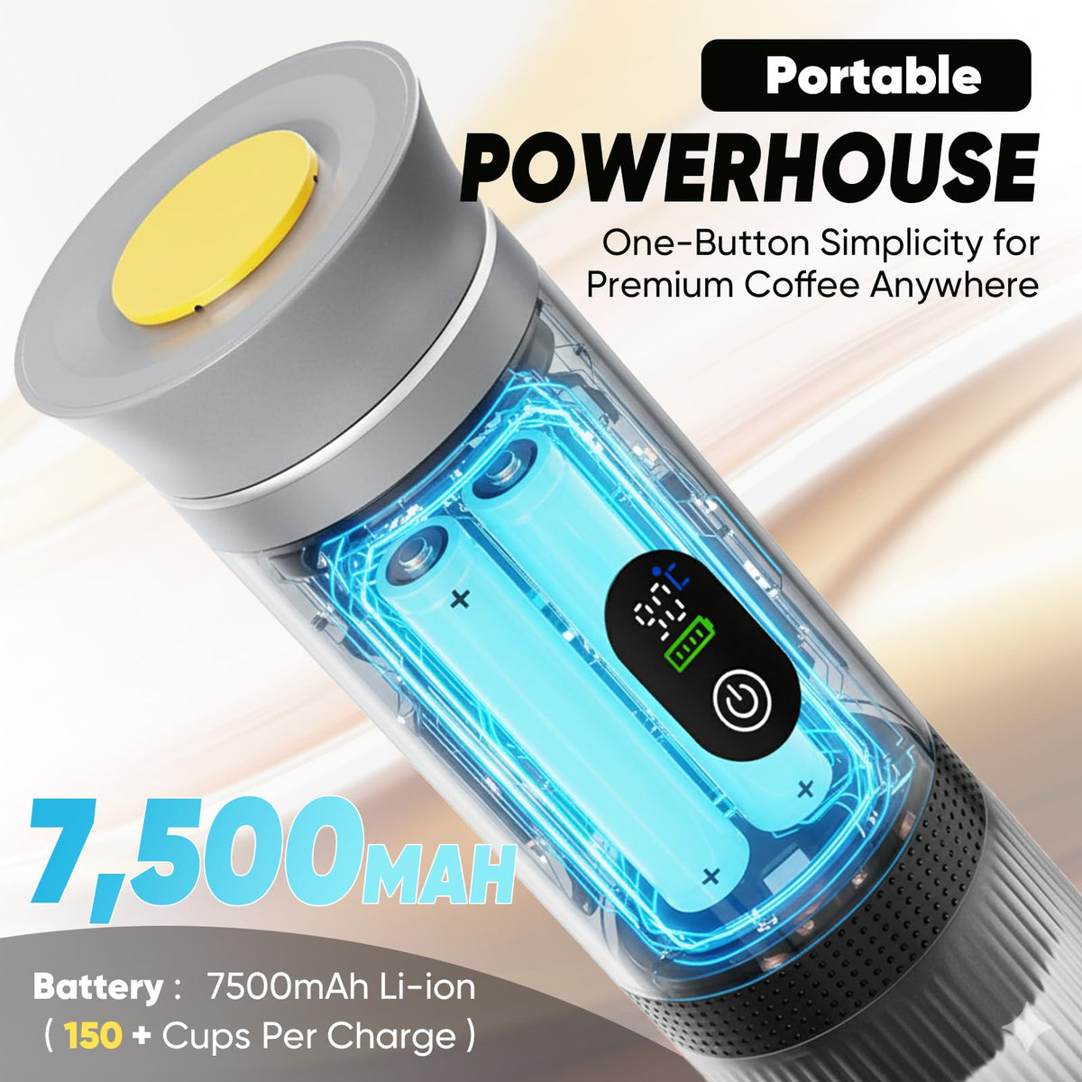 Chufa USB-C rechargeable battery powers multiple 80 ml espressos on the go.
