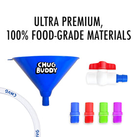 Chug Buddy 3ft kink-free hose ready for long pours.
