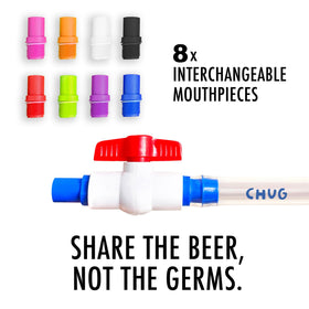 Chug Buddy mouthpieces in four colors for quick switches and cleaner sharing.