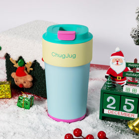ChugJug teal mug wide-mouth design offers easy cleaning and filling.