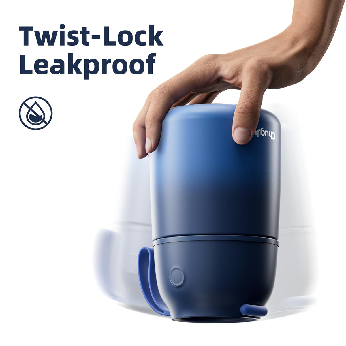 ChugJug Thermo leakproof lid prevents spills during travel.