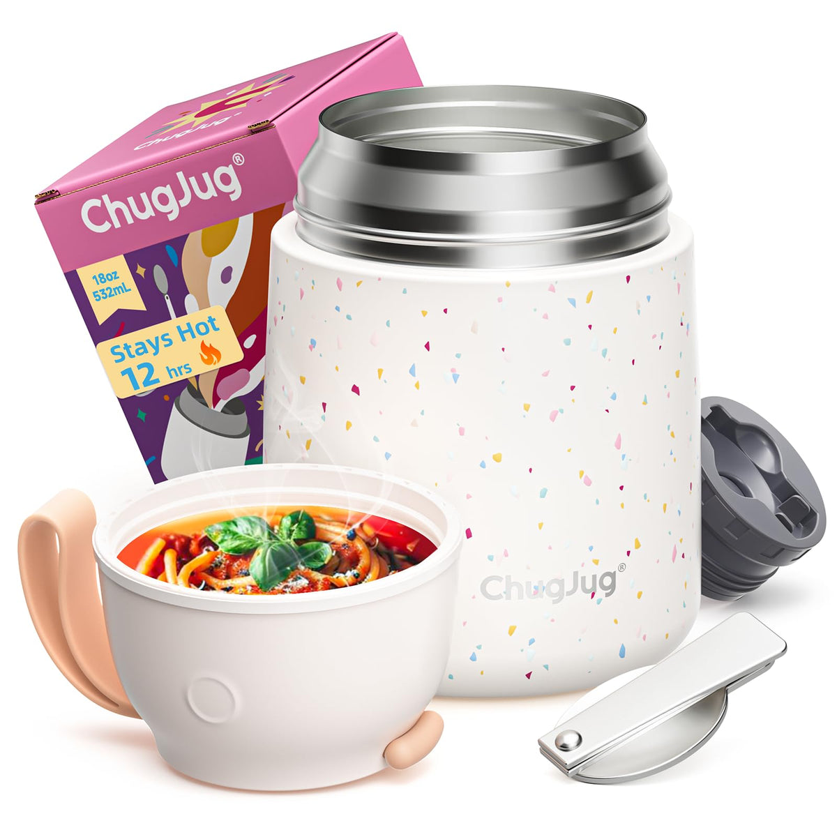 ChugJug Thermo wide-mouth jar eases filling and cleaning while keeping meals warm.