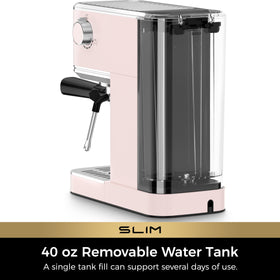 40 oz water tank minimizes refills during busy mornings