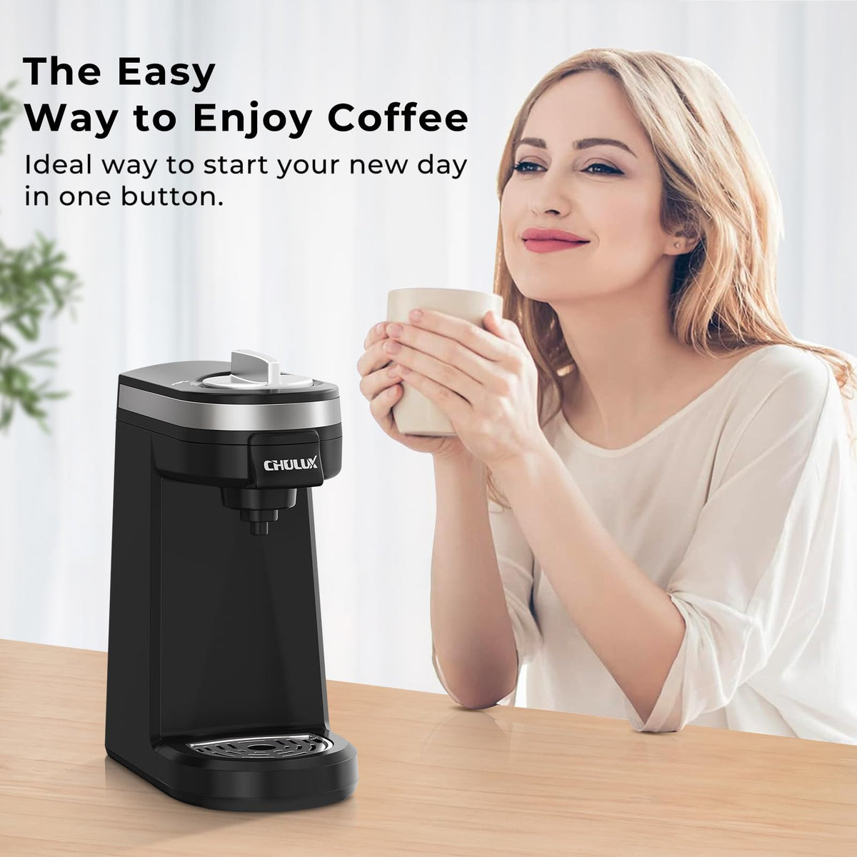 CHULUX BPA-free water tank ensures safe coffee or tea preparation.