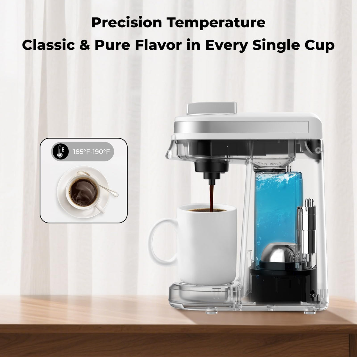 CHULUX mini coffee maker has a compact design that fits small spaces on any countertop.
