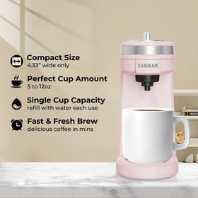 Dusty Rose CHULUX on a counter highlighting space-saving design