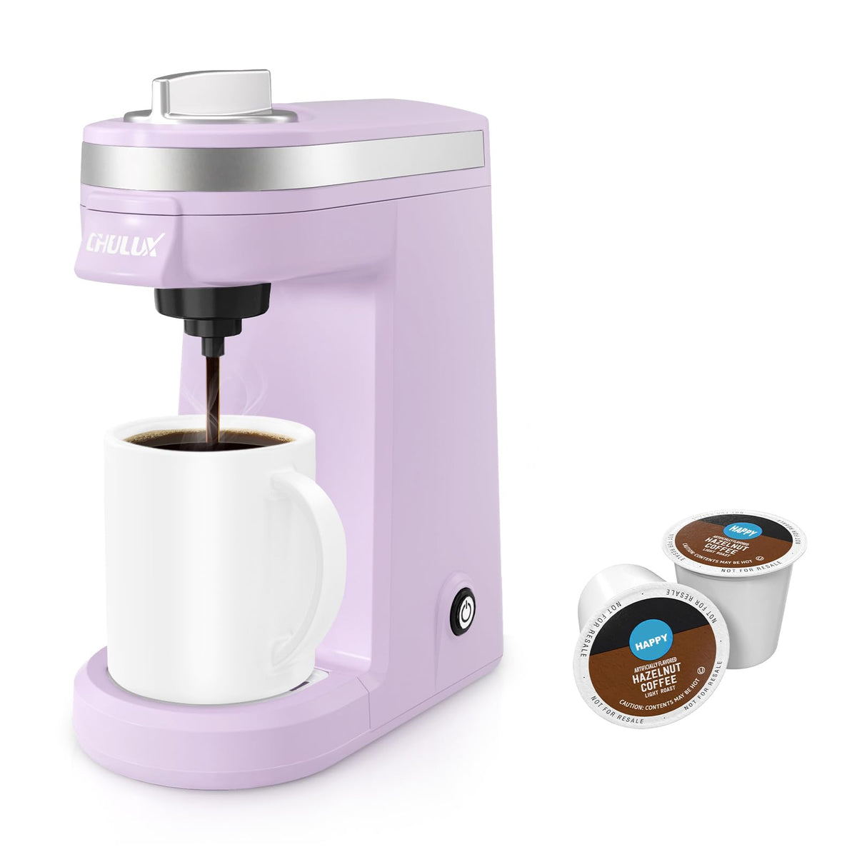 CHULUX mini coffee maker with K pod compatibility for quick, mess free brews