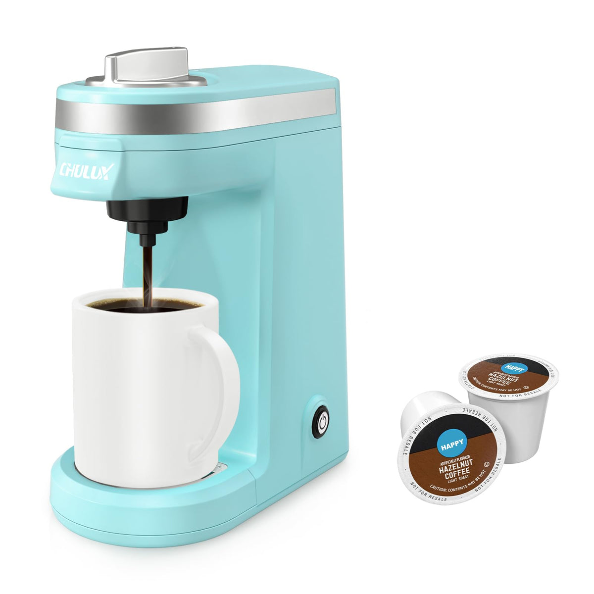 CHULUX Mini Coffee Maker with K-Pod compatibility for quick single-serve brews.