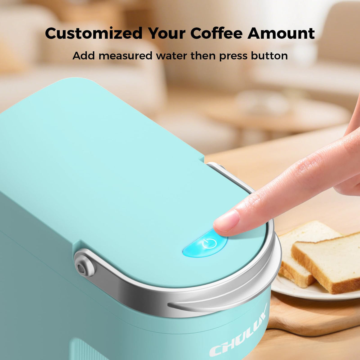 CHULUX Slim adjustable drip tray enables versatile cup heights.