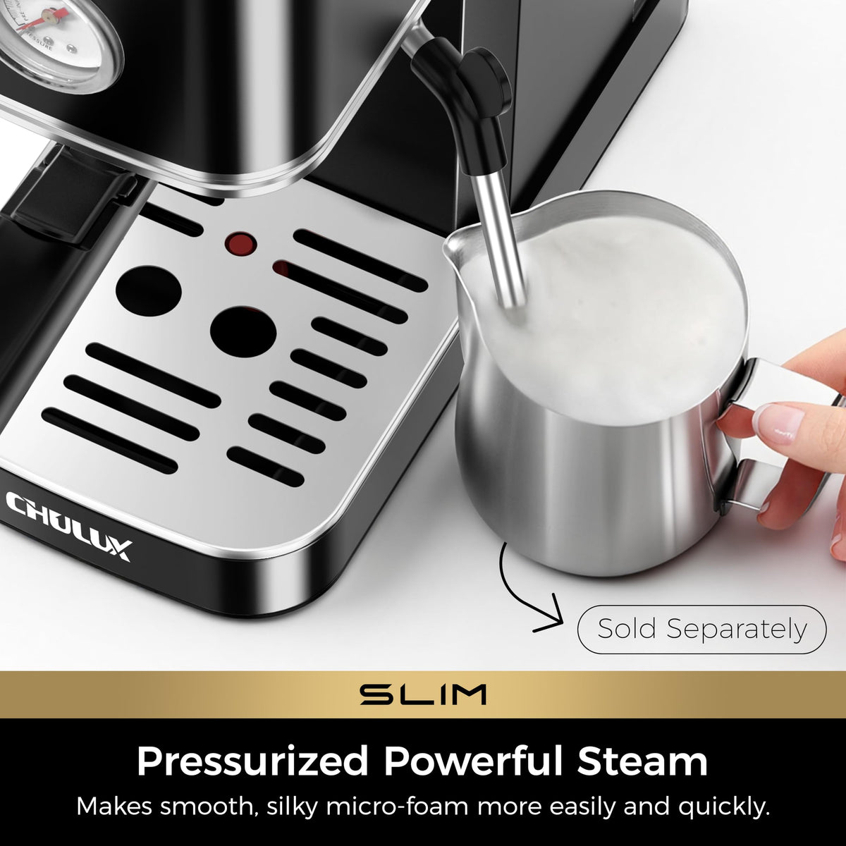 CHULUX 20 bar pump highlighted for rich crema espresso at home.