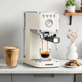 CHULUX Slim Espresso Machine cream finish—durable stainless steel look