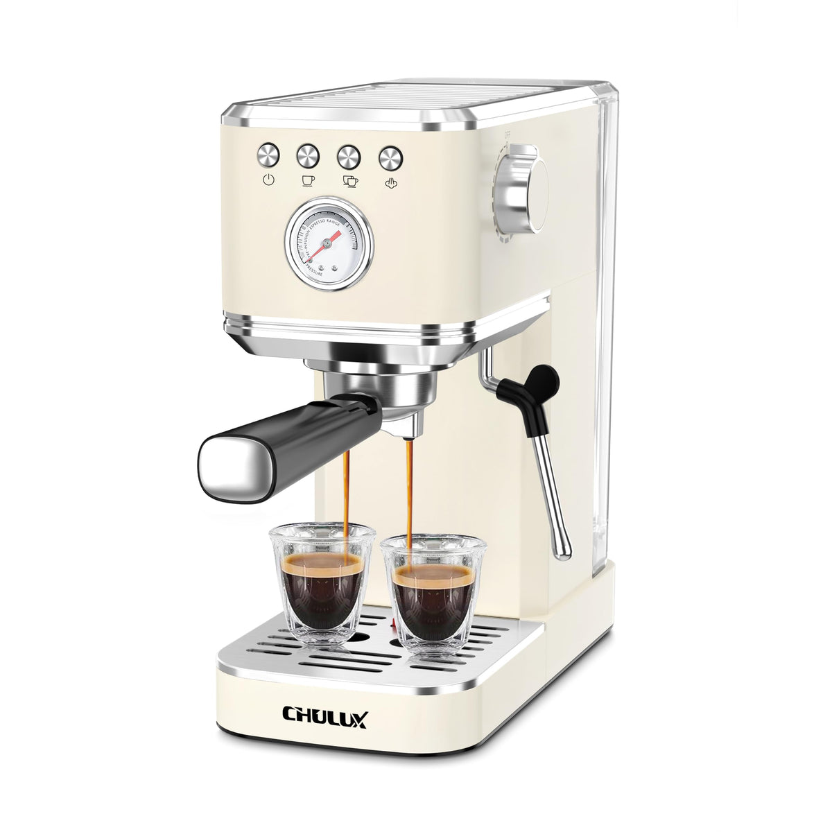 CHULUX Slim Espresso Machine front view—compact, space-saving design for small kitchens