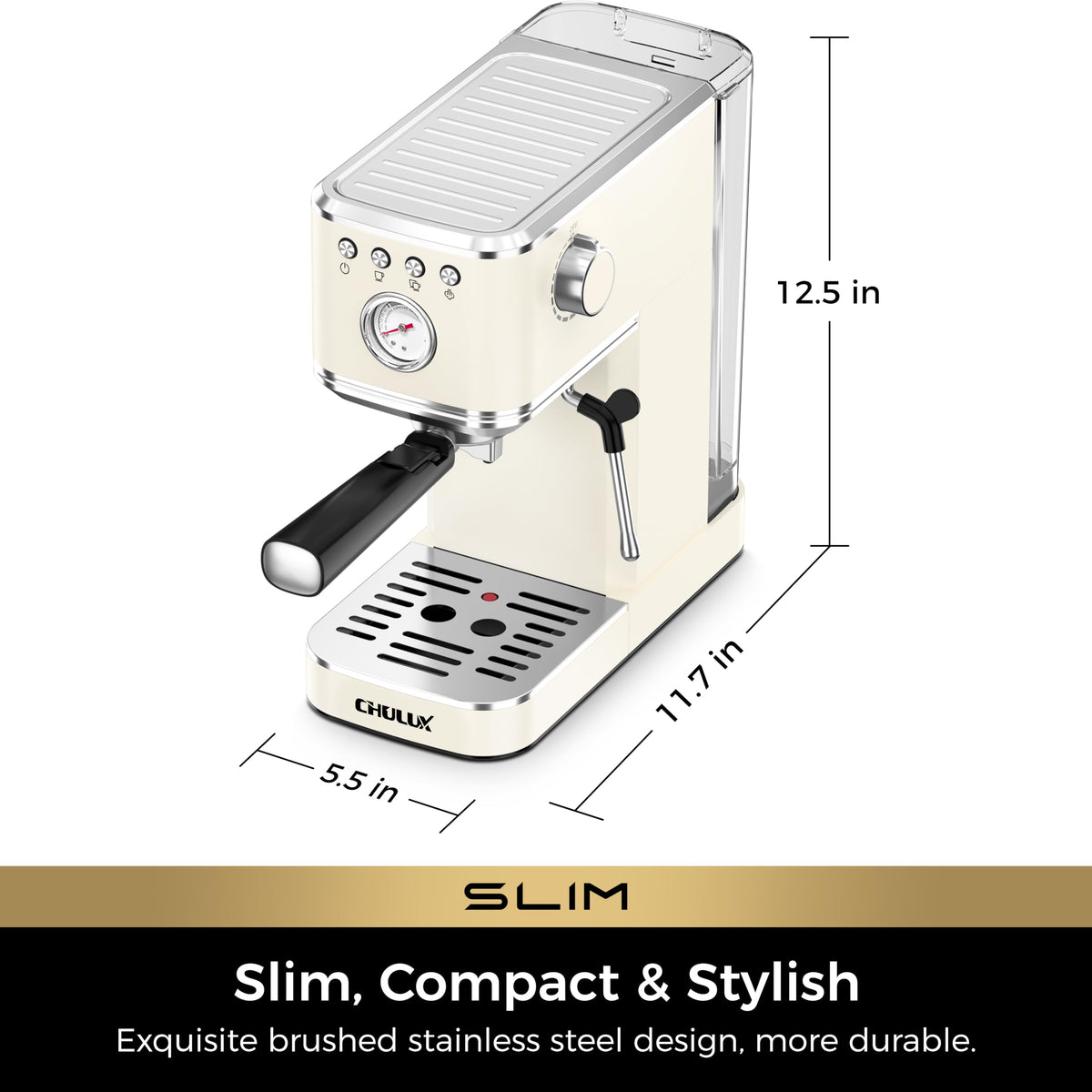 CHULUX Slim Espresso Machine pouring espresso—home barista moments