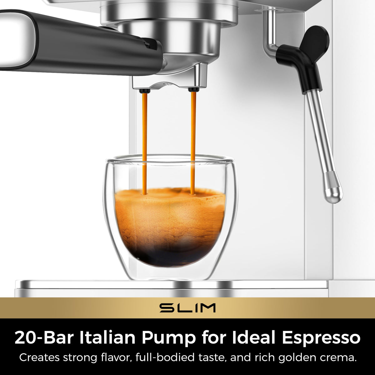 CHULUX Slim Espresso Machine side panel highlights stainless steel body and durable build