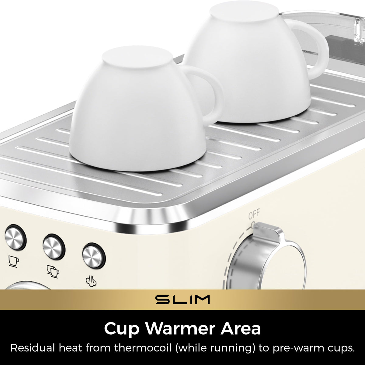 CHULUX Slim Espresso Machine 40 oz water tank—fewer refills