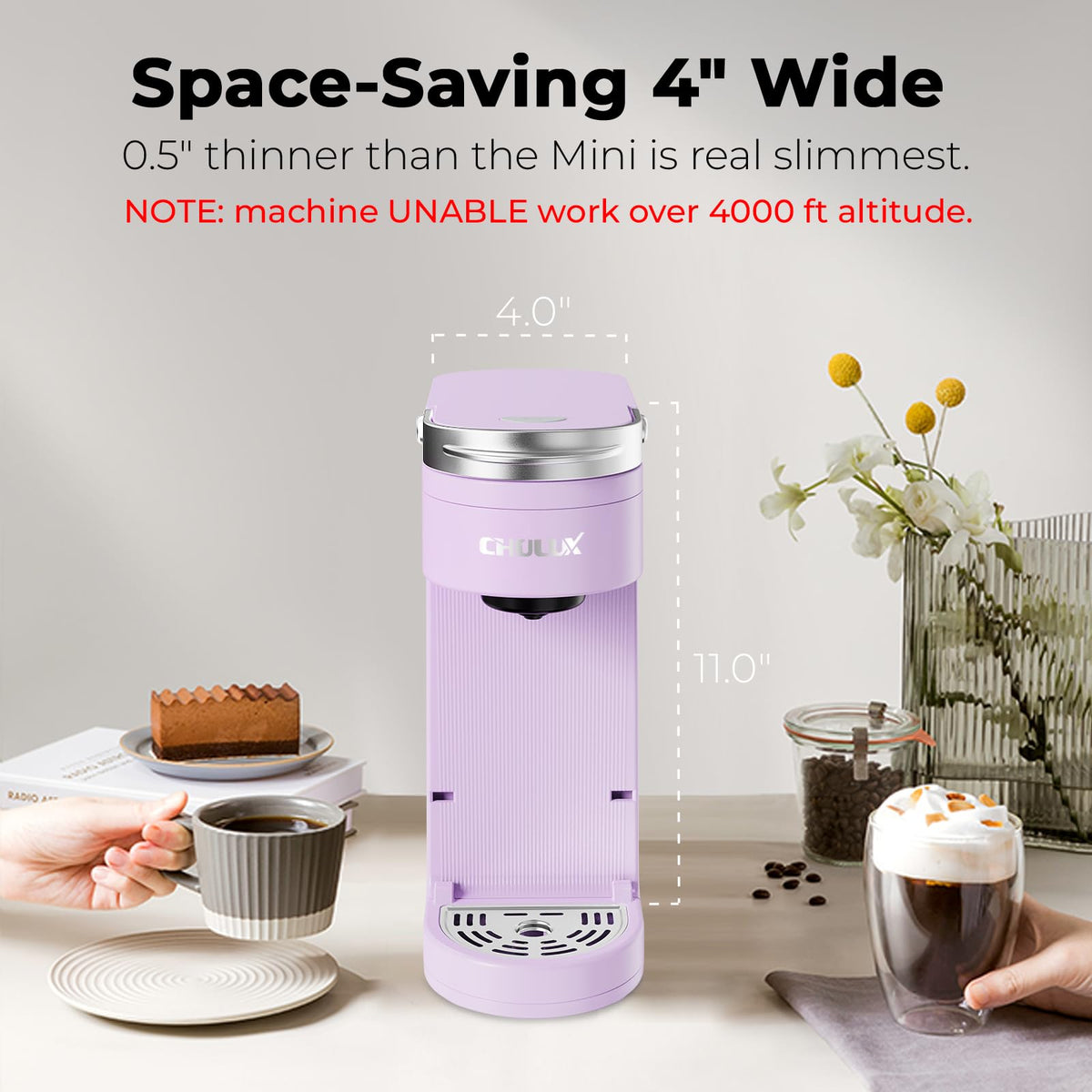CHULUX Slim K-pod compatibility image showing pod support for quick brews