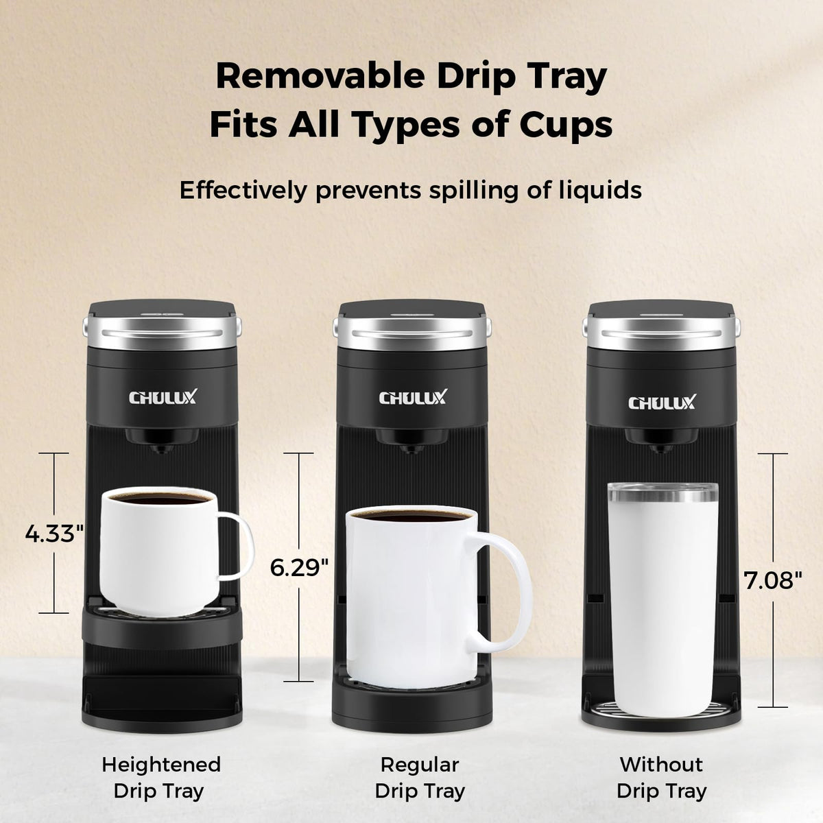 CHULUX Slim-travel-mug-fit demonstrates the ability to brew into large mugs on the go.
