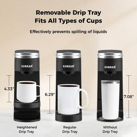 CHULUX Slim-travel-mug-fit demonstrates the ability to brew into large mugs on the go.