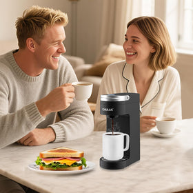 CHULUX Slim-two-in-one-brewing emphasizes coffee or tea capsule versatility for quick beverages.