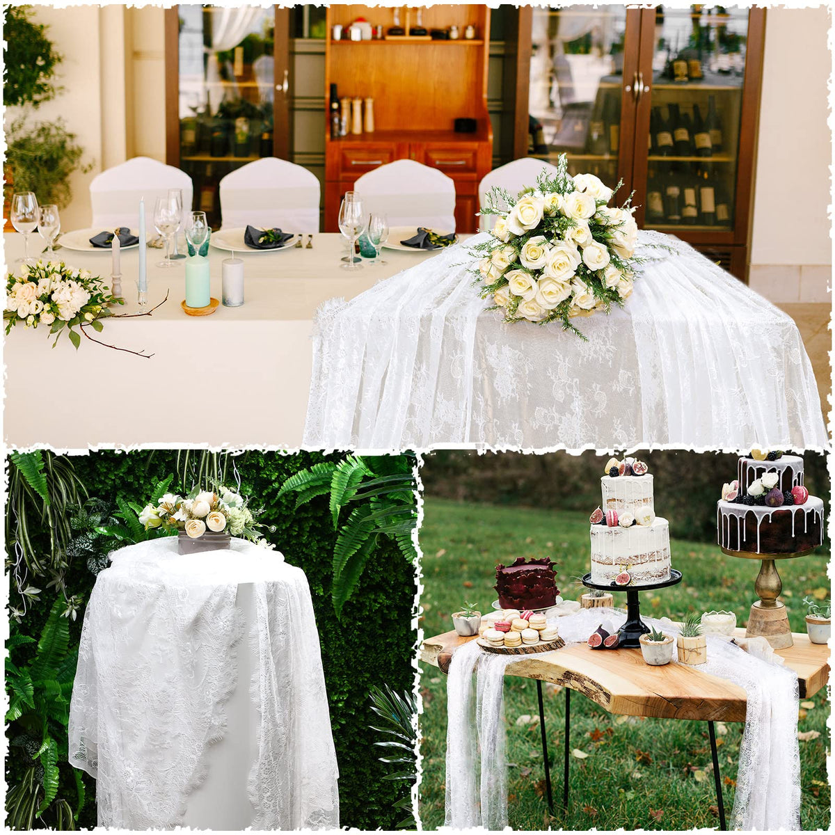 Chumia bridal shower lace tablecloth adds timeless floral charm to celebrations.