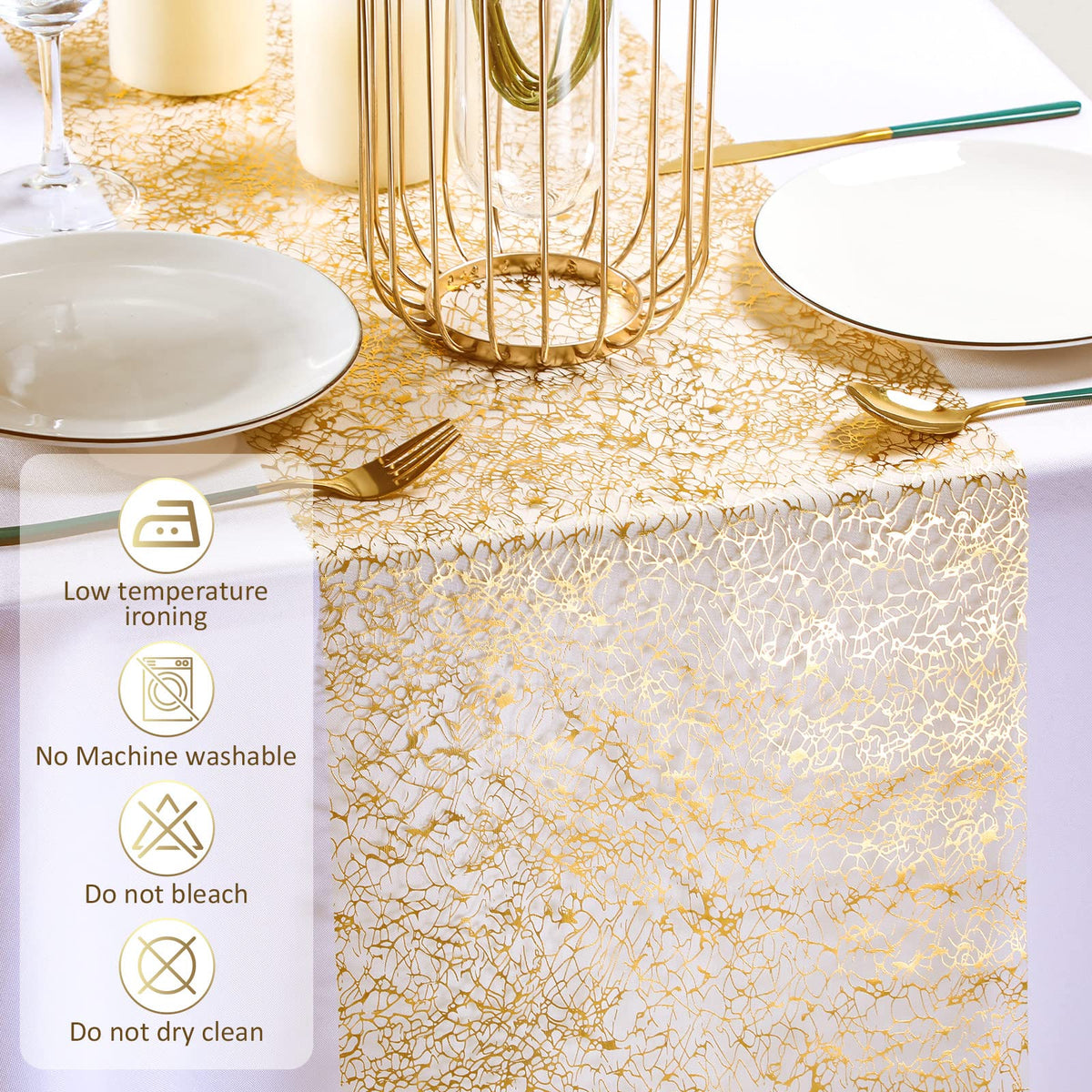 Chumia durable polyester fabric table runner holds up for reuse and cleaning