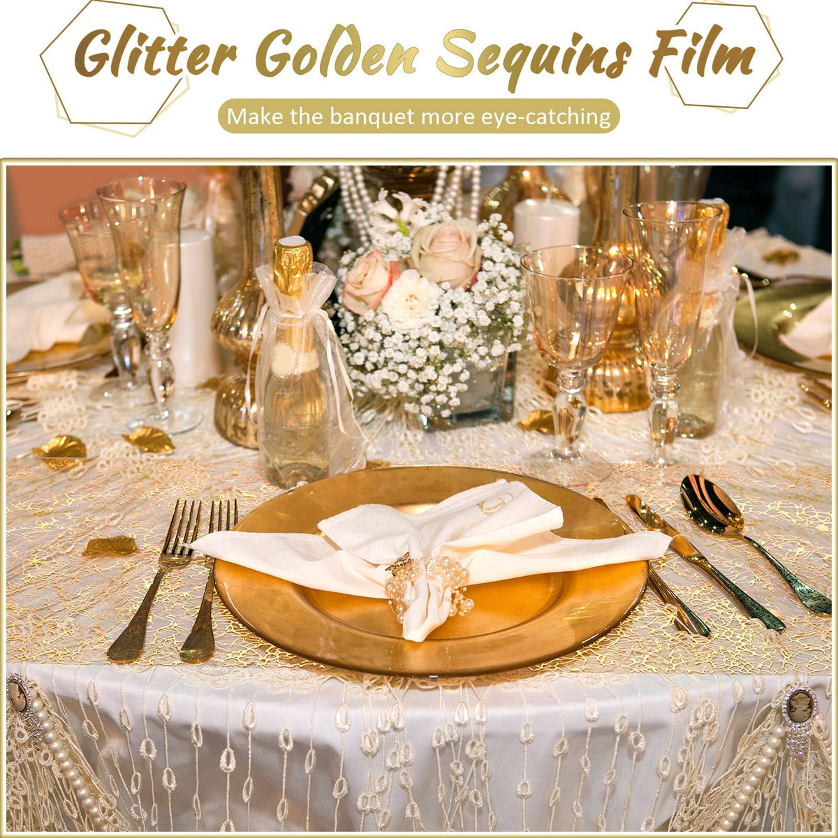Chumia glitter table runner complements weddings, parties, and festive home dining