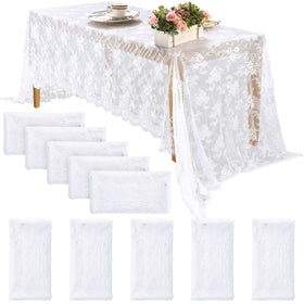 Chumia rose-embroidered lace tablecloth for 60x120 inch rectangular tables, ideal for elegant weddings.