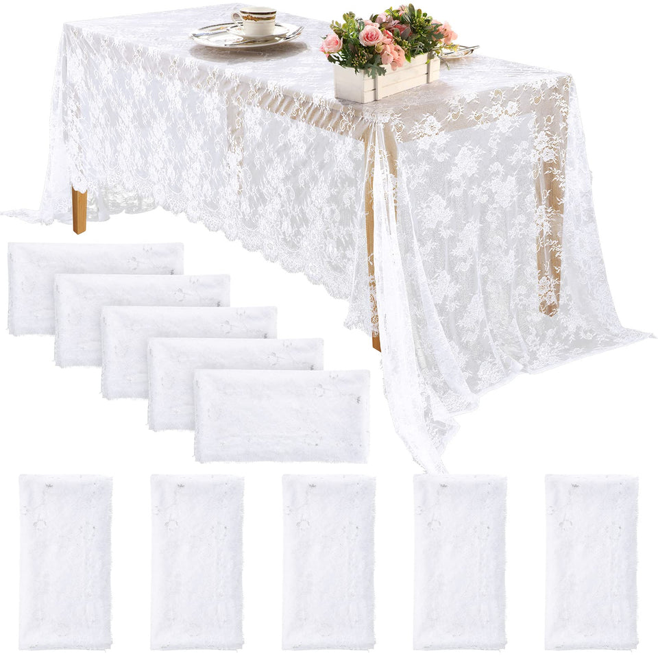 Chumia rose-embroidered lace tablecloth for 60x120 inch rectangular tables, ideal for elegant weddings.