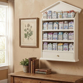 Chunful spice jar display showing space for 24 jars on the shelves.
