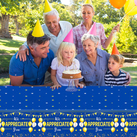 CHUNNIN blue-gold tablecloth backdrop enhances settings