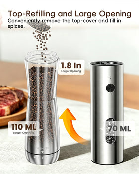 Chunyee grinder set on dining table with convenient table-ready seasoning for guests.