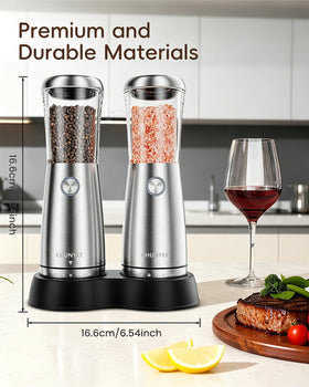 Chunyee storage base with grinders organized neatly on a kitchen counter.