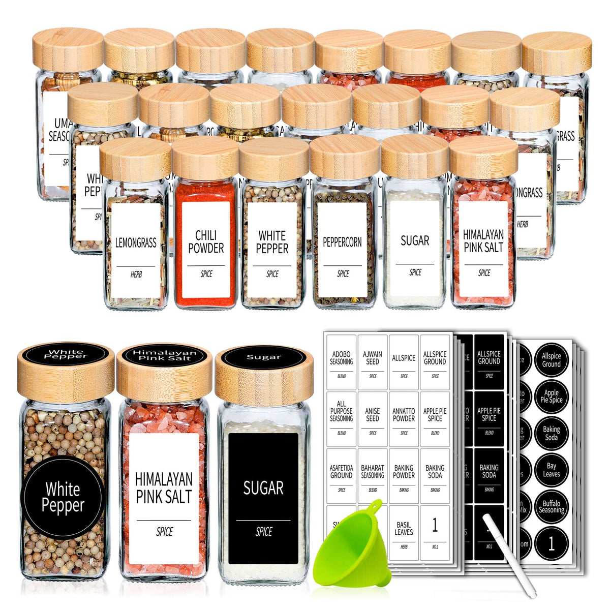 Churboro 24 spice jars with labels help you identify spices quickly and stay organized.