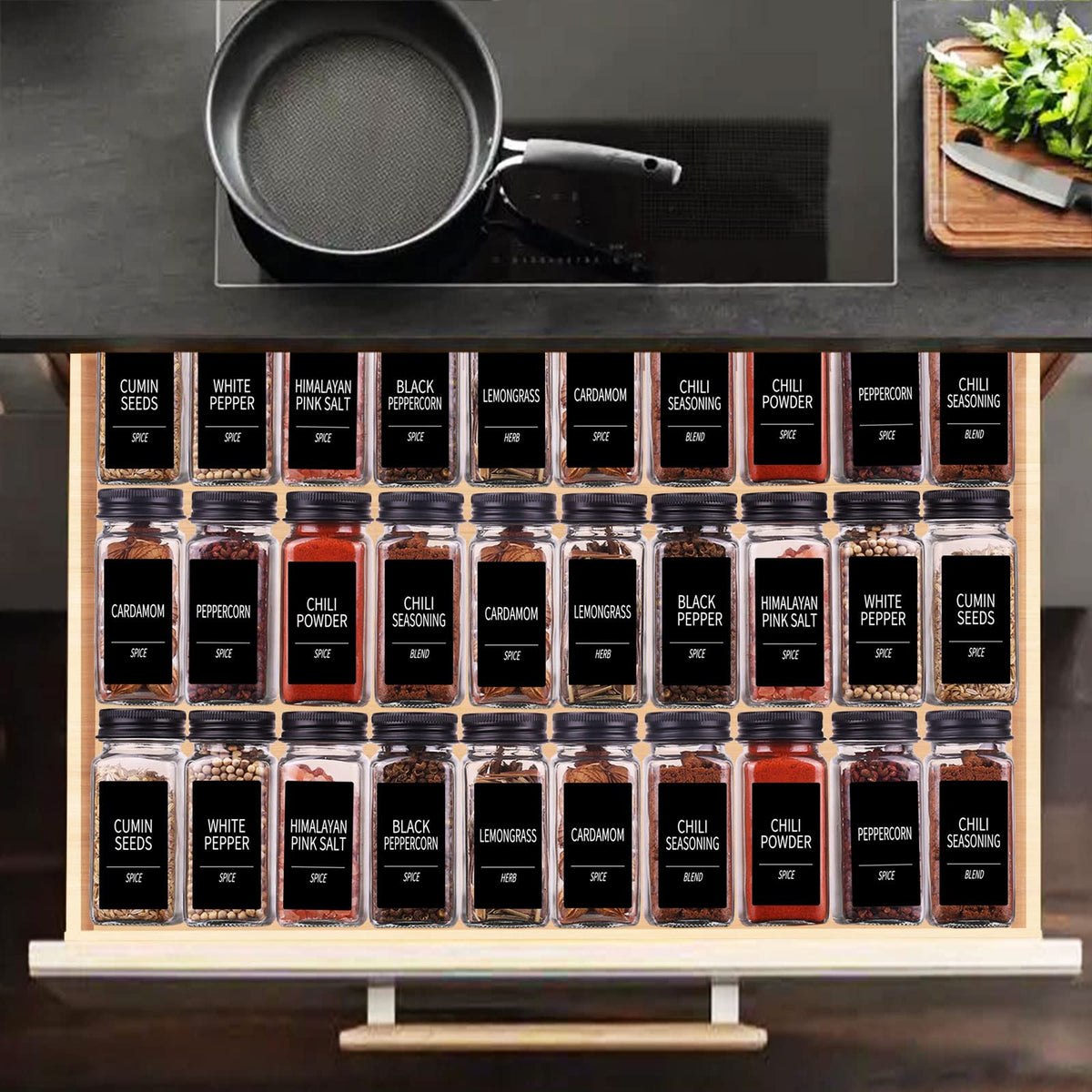 Churboro airtight black metal caps keep spices fresh
