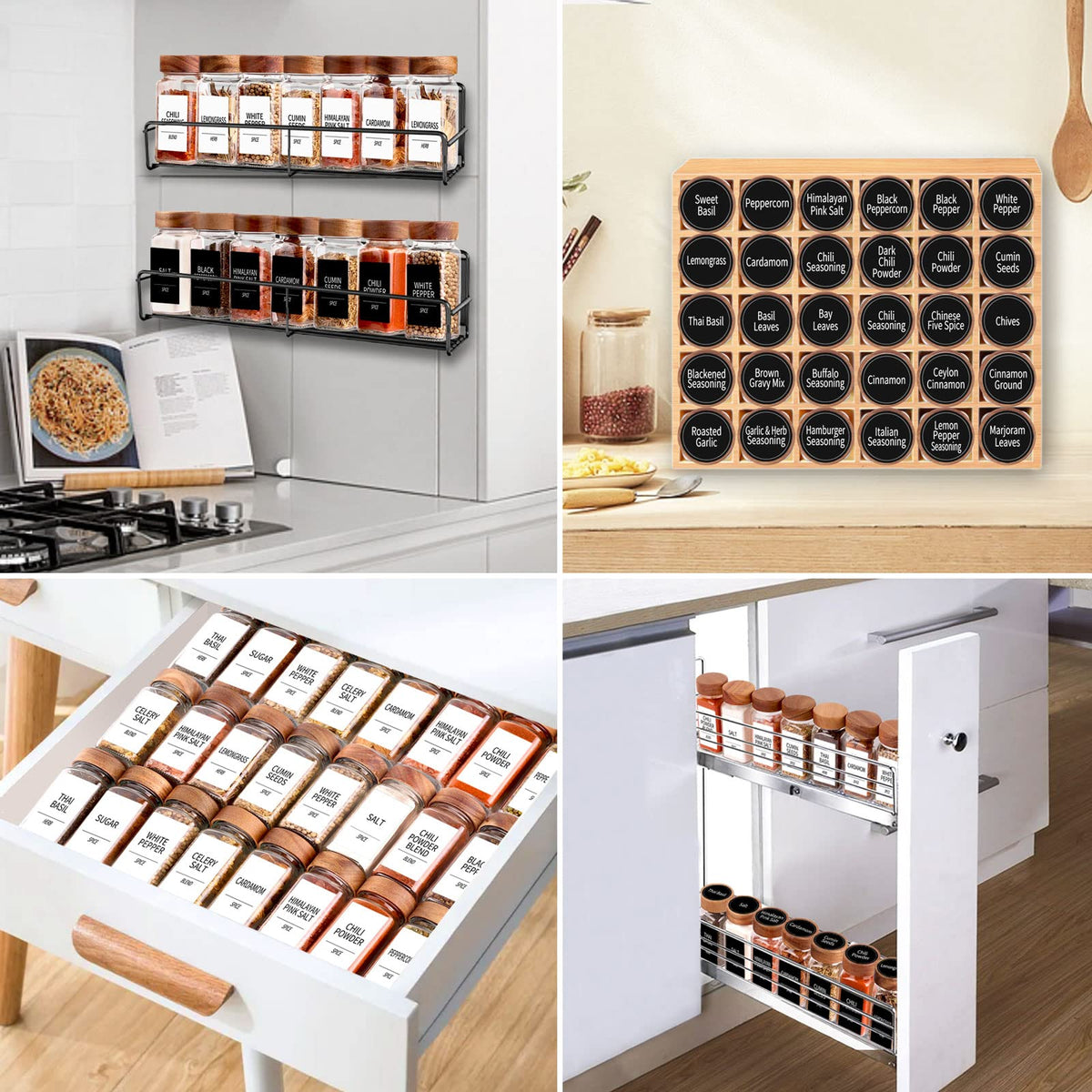 Churboro 547 spice labels with three styles for easy classification.