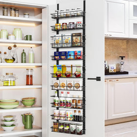 Churboro over-the-door pantry organizer with nine baskets for compact kitchen storage.