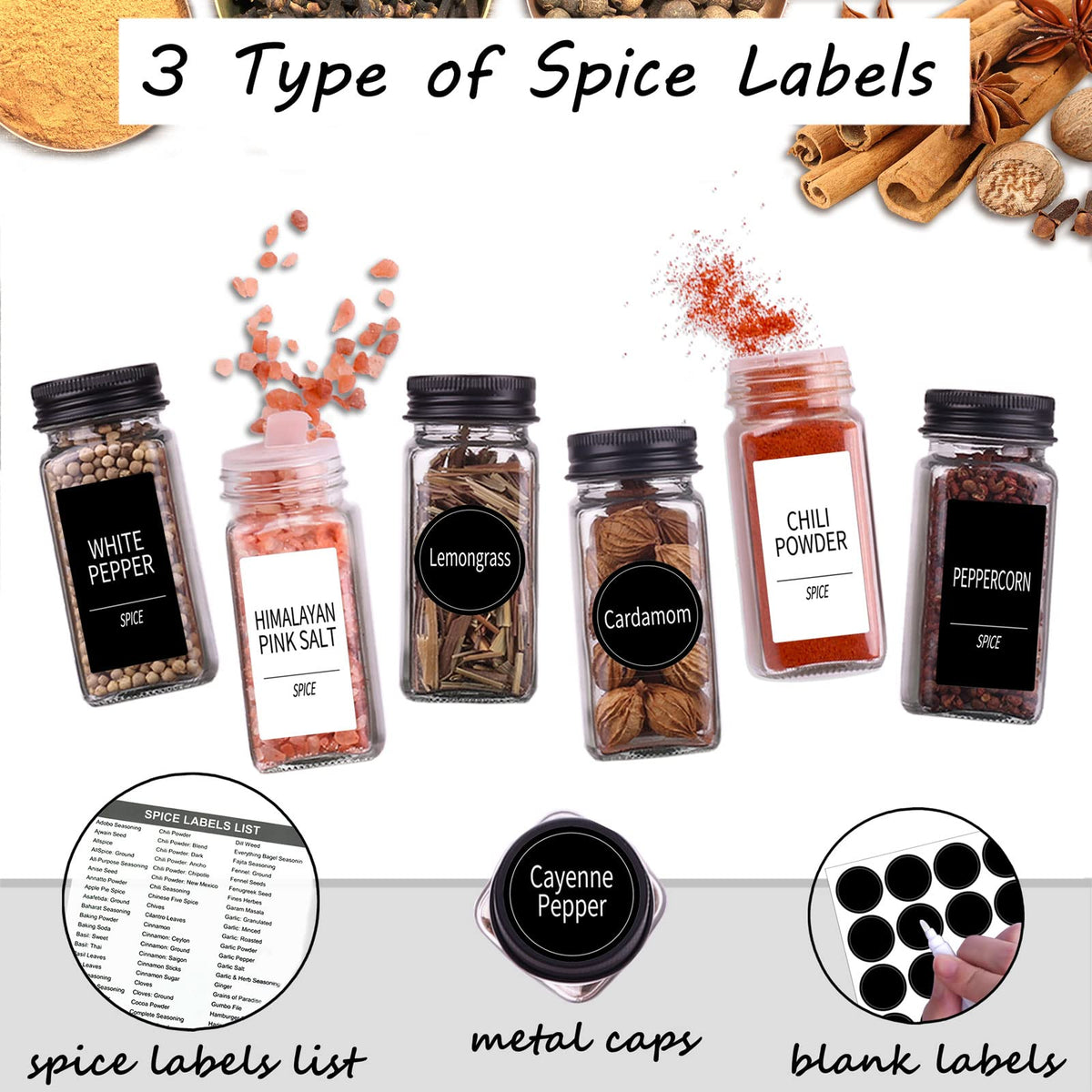 Churboro spice label set with 547 options for quick ID