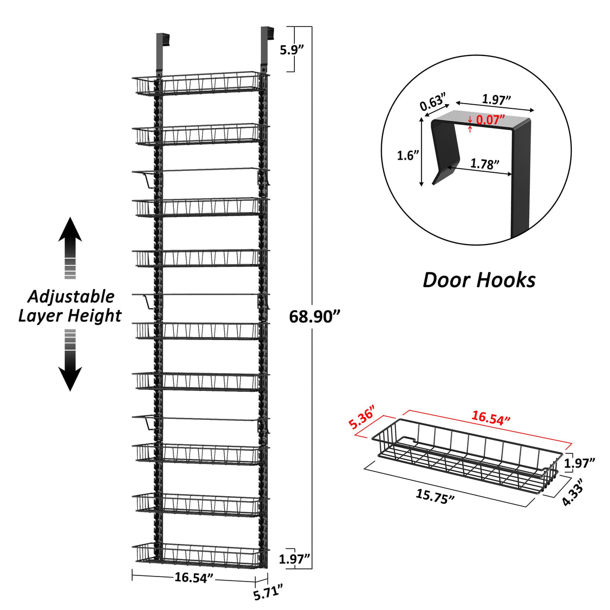Churboro wall-mount spice rack with nine tiers keeps spices organized.