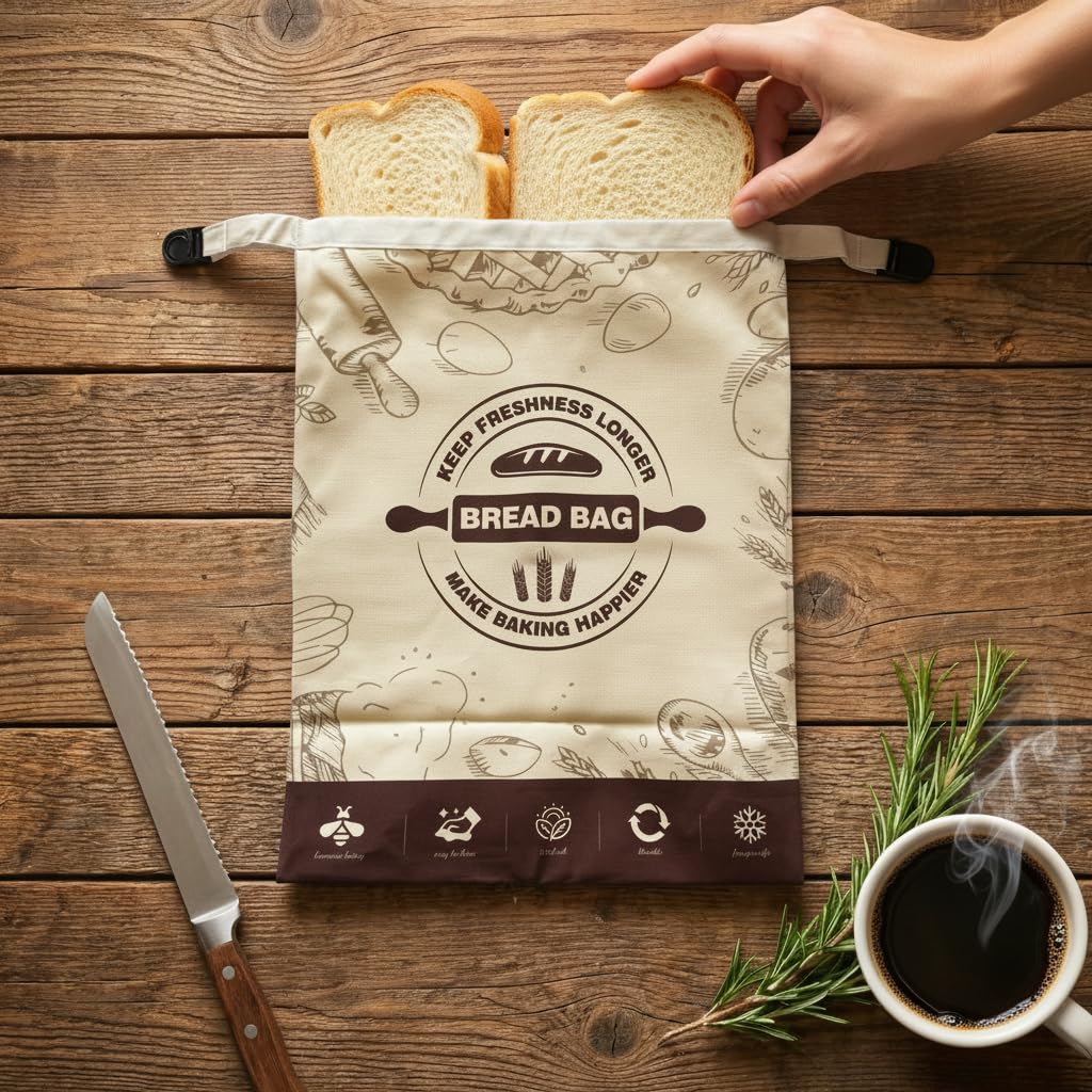 CHWPZRTKL bread bag in action at market keeps bread fresh while transporting.