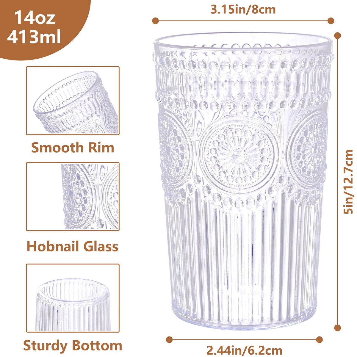 Ciaell clear vintage plastic glasses with textured stripe detail