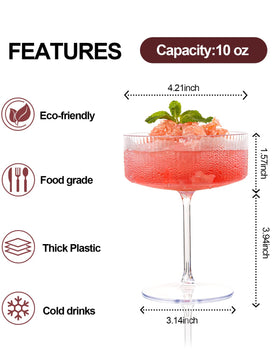 Ciaell elegant plastic martini glasses suit both formal and casual tables.