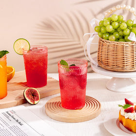 Ciaell 14 oz glasses shown ready for juice or cocktails.