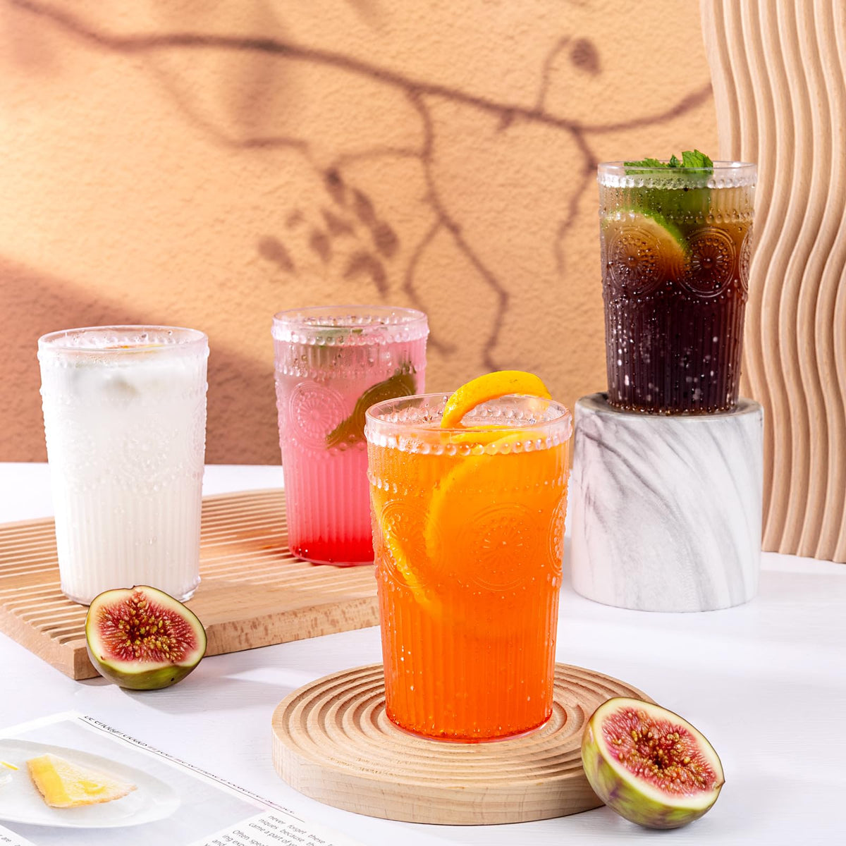 Ciaell wedding and party plastic glasses with embossed design