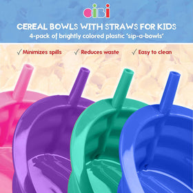 Cibi bright color sip bowls for kids, easy breakfast fun.