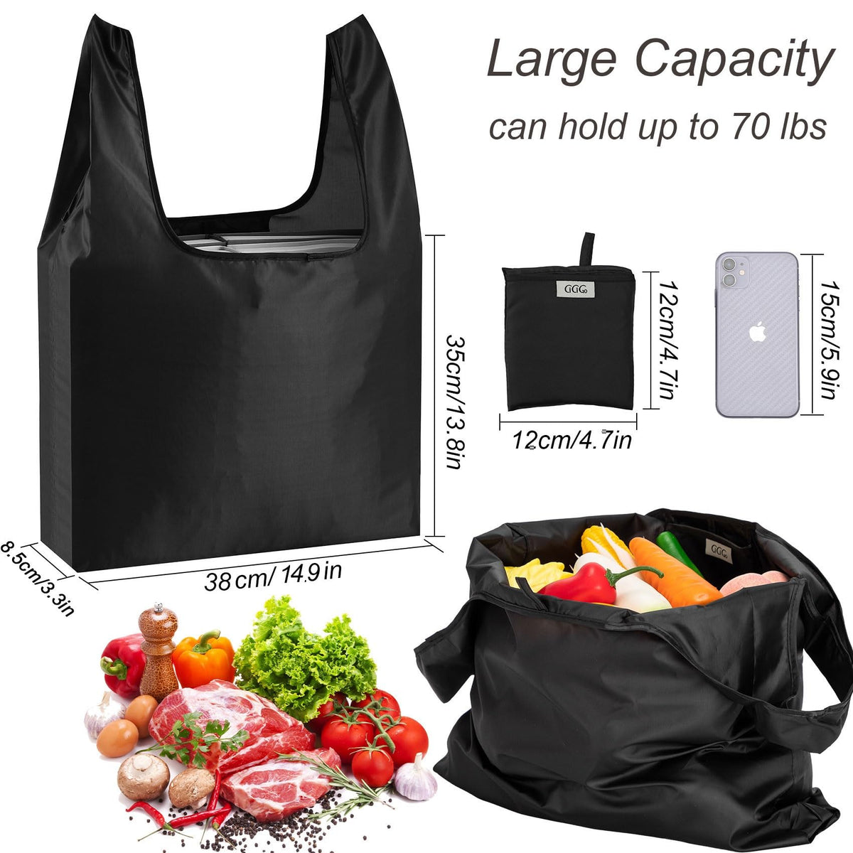 CiCiGo pocket-folded bags offer easy carry in purse or car trunk.