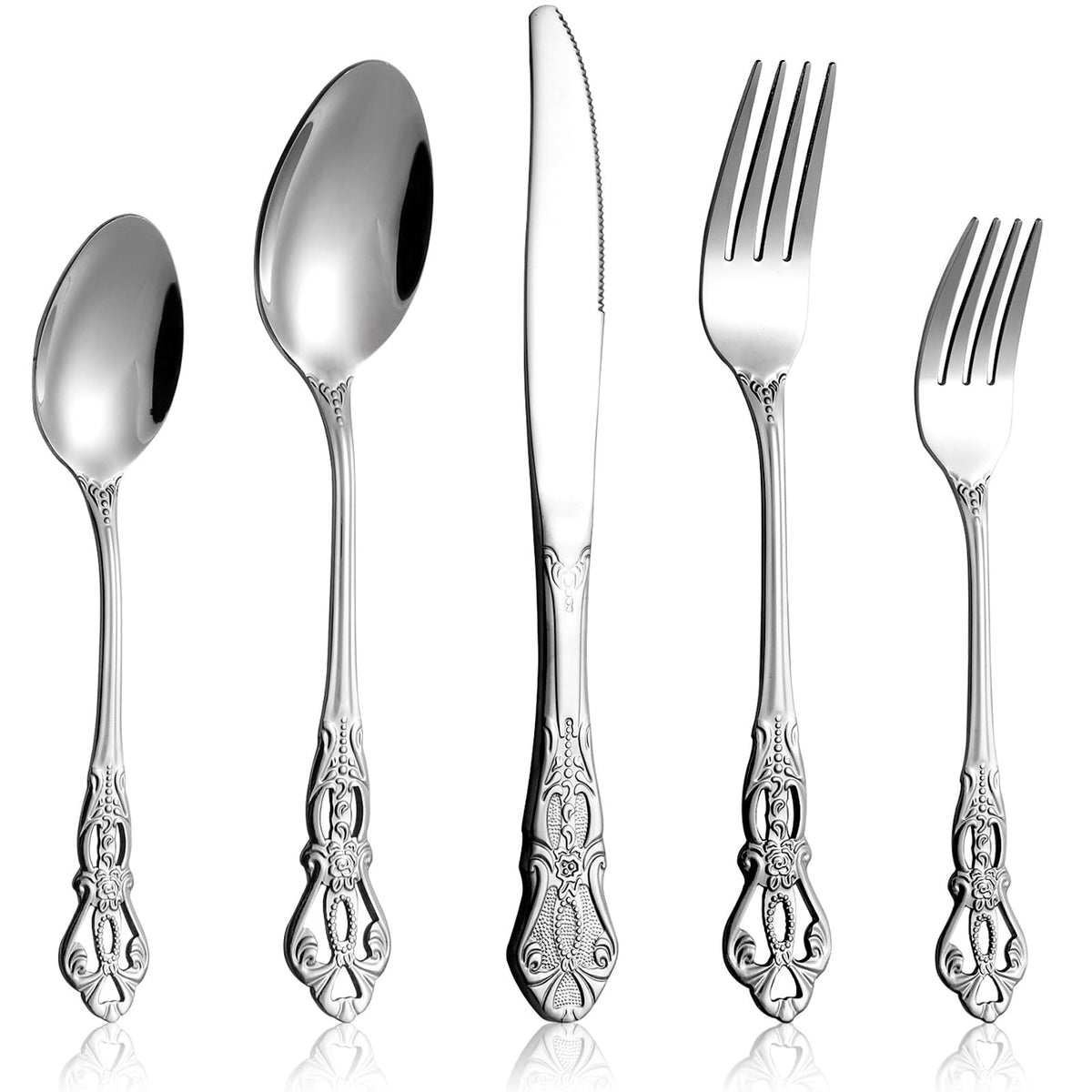 Cididu 40-piece retro royal silverware set for eight, complete service.