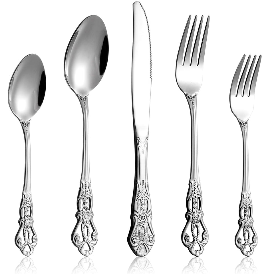 Cididu 40-piece retro royal silverware set for eight, complete service.